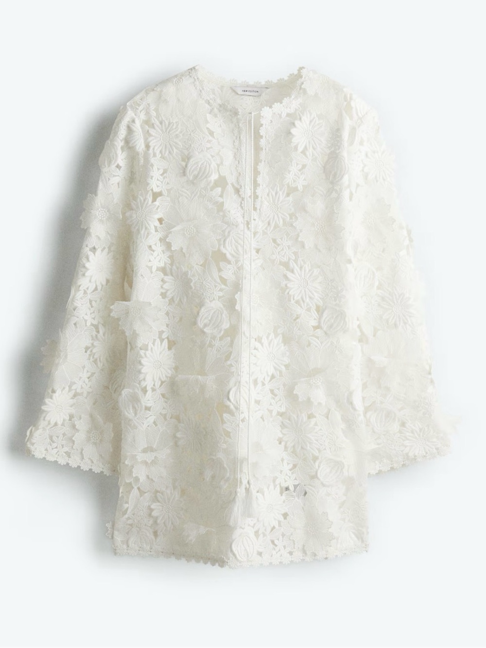 H&M Edition White Floral Appliquéd Dress